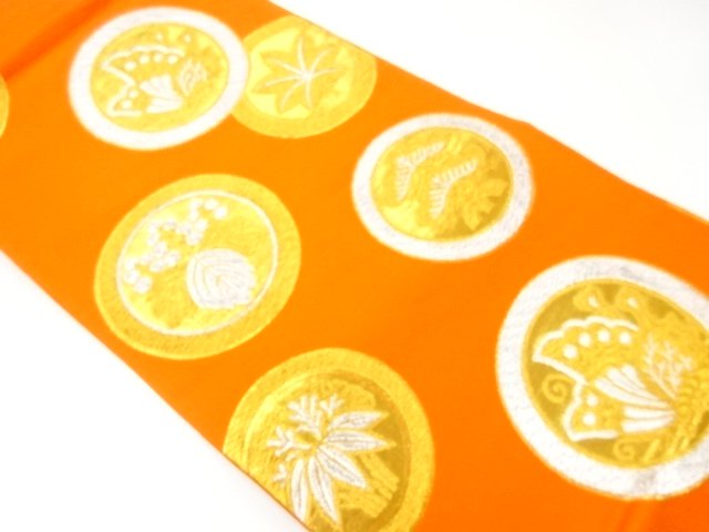 JAPANESE KIMONO / FAMILY CREST PATTERN WOVEN FUKURO OBI